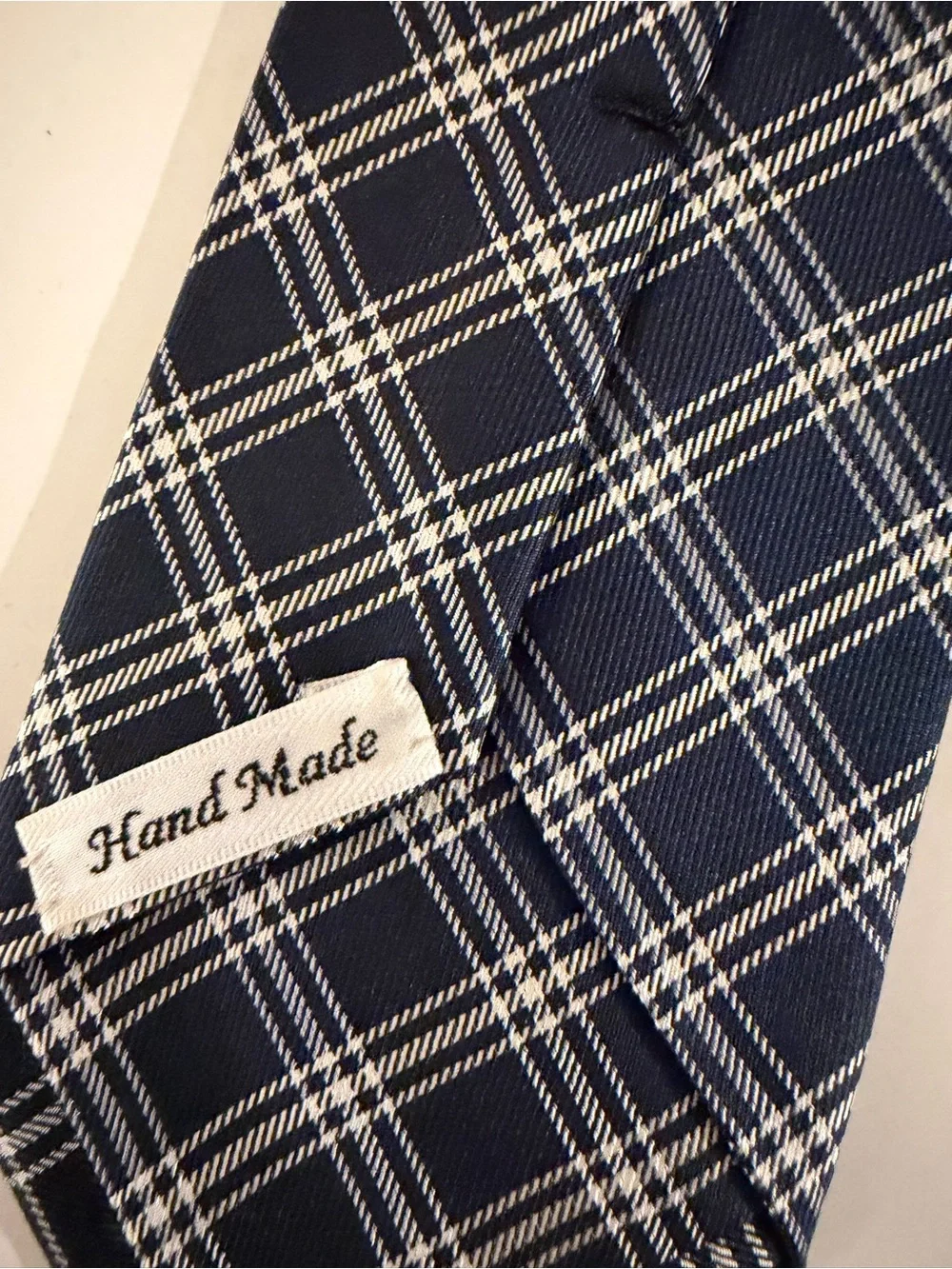 Takeo Kikuchi Men's Navy Blue Plaid Tie - Classic Dress Tie
